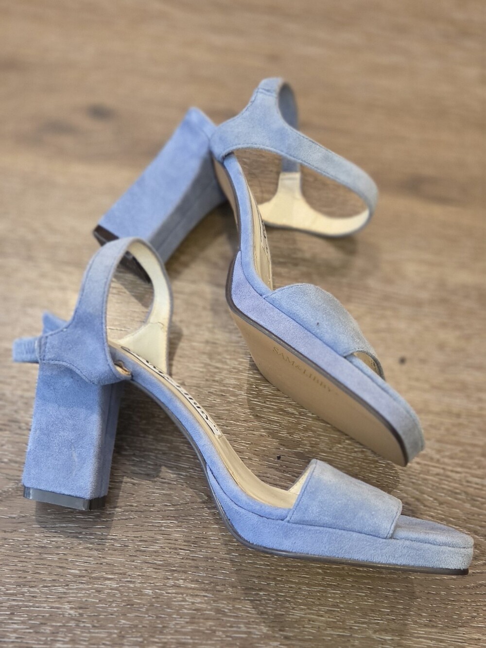 Sam & Libby Blue Suede Slingback Heels (Size 7) - Picture 3 of 8